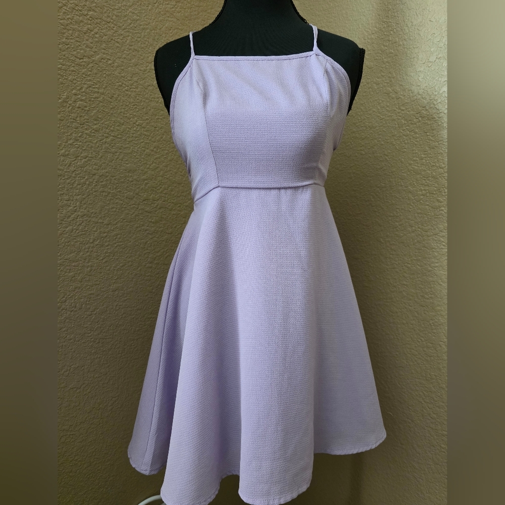 Shien Elegant Lavender‎ Sleeveless Dress Lined Spring Flowy Preppy Casual Sz PXS